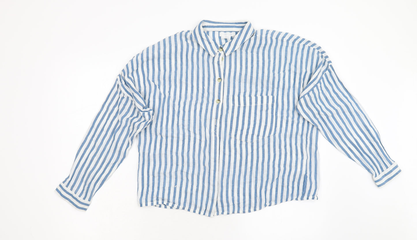 Cooperative Mens Blue Striped   Button-Up Size S