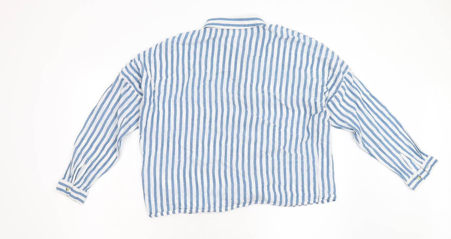 Cooperative Mens Blue Striped   Button-Up Size S