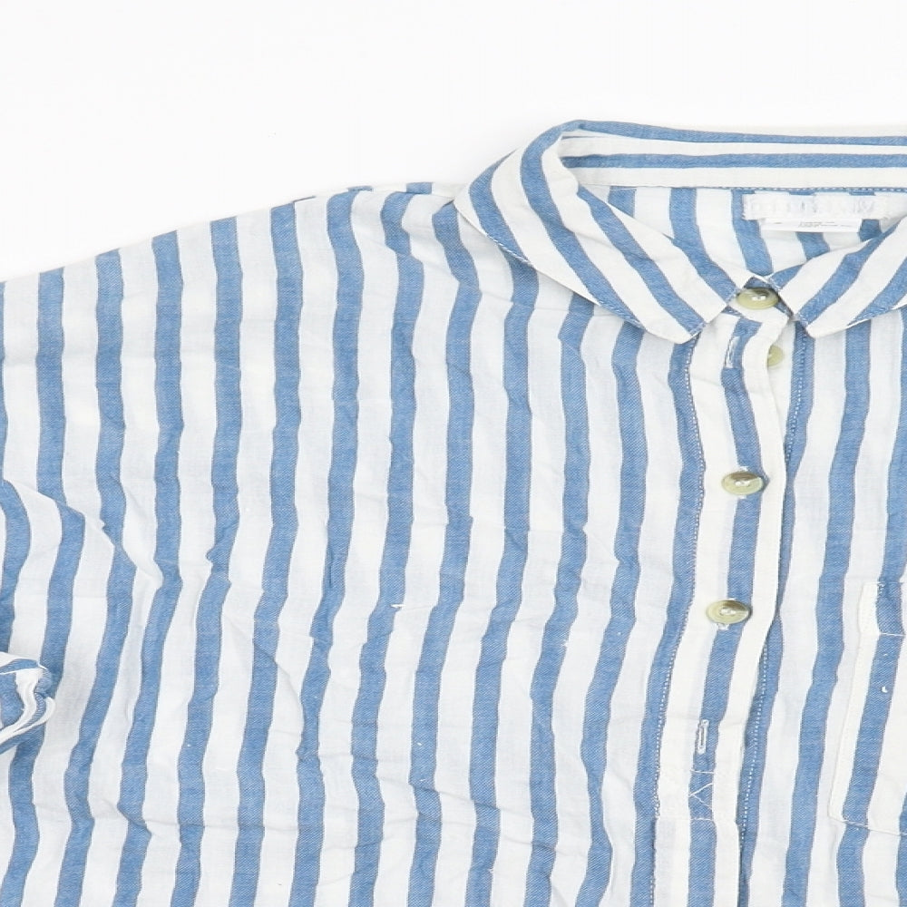 Cooperative Mens Blue Striped   Button-Up Size S