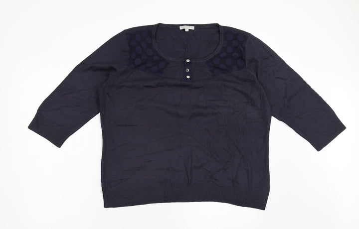 Per Una Womens Blue  Knit Pullover Jumper Size 18