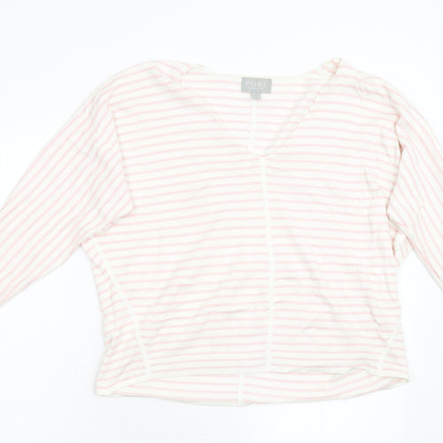 Pure Womens Pink Striped Knit Pullover Jumper Size 14