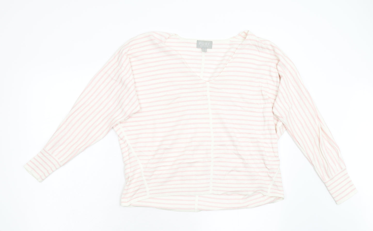Pure Womens Pink Striped Knit Pullover Jumper Size 14