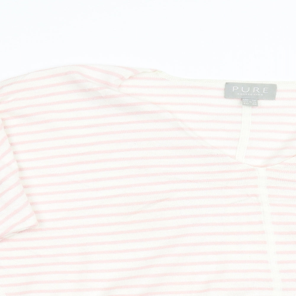Pure Womens Pink Striped Knit Pullover Jumper Size 14