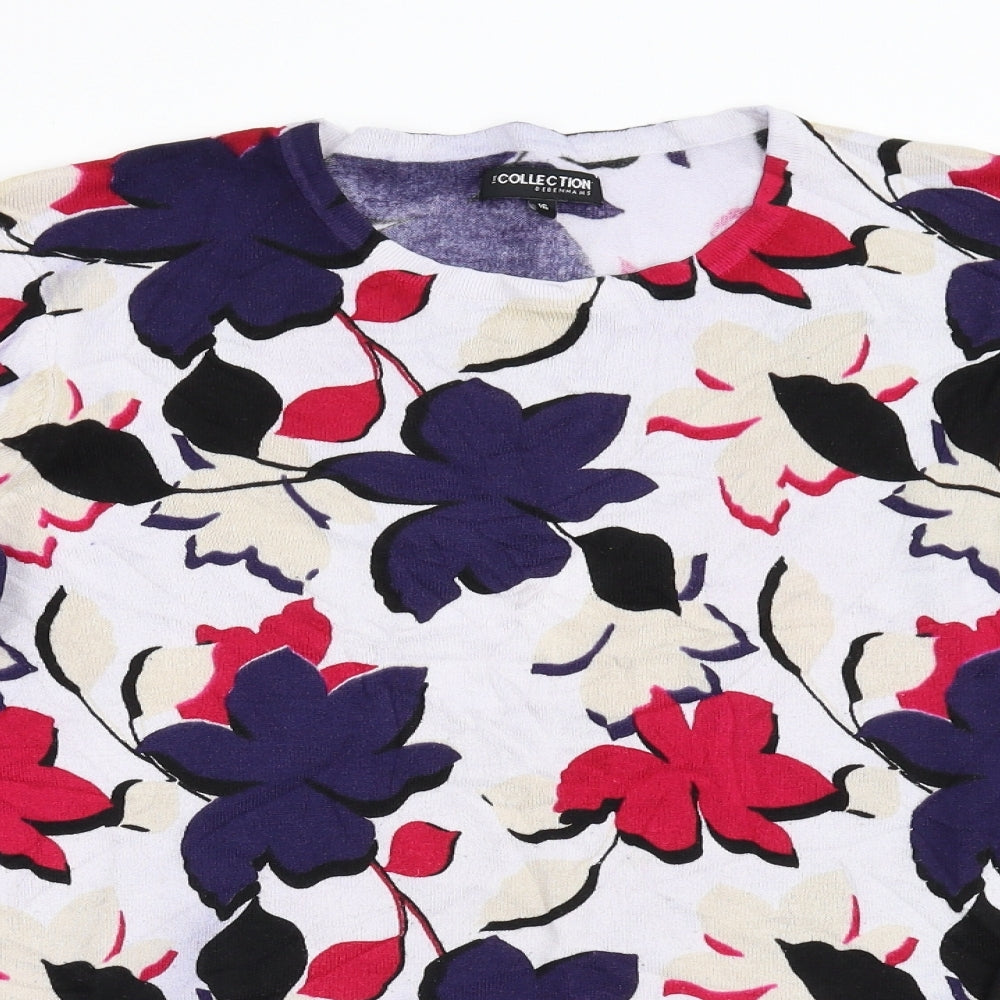 Debenhams Womens Blue Floral Knit Pullover Jumper Size 16