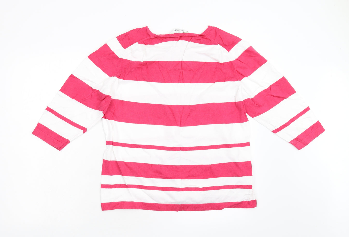 David Nieper Womens Pink Striped Knit Basic T-Shirt Size 18