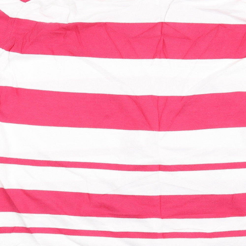 David Nieper Womens Pink Striped Knit Basic T-Shirt Size 18