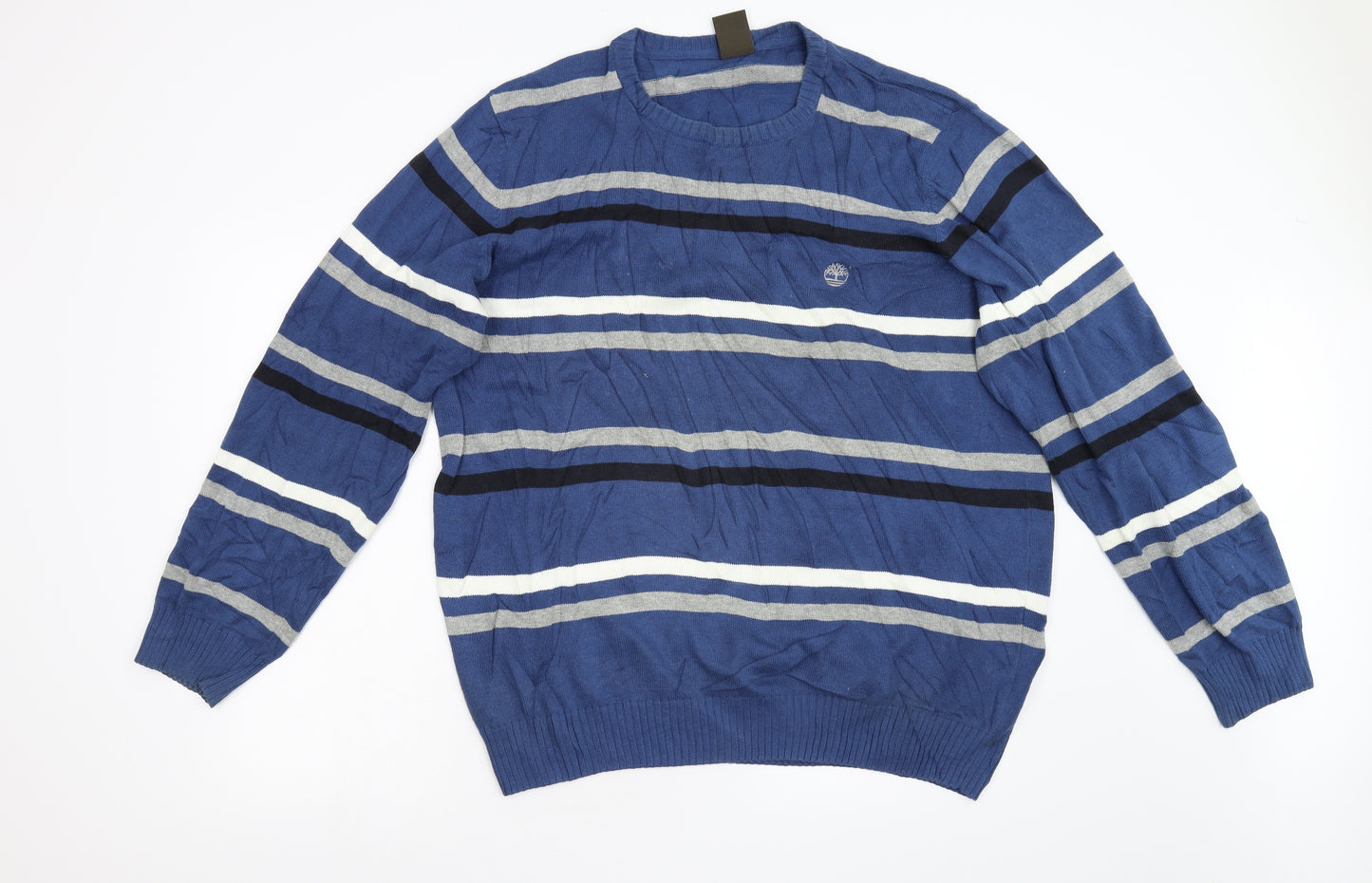 Timberland Mens Blue Striped Knit Pullover Jumper Size 3XL