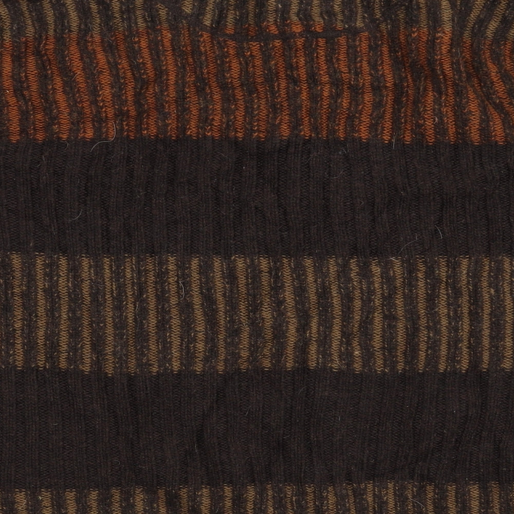Fat Face Mens Brown Striped Knit Full Zip Jumper Size XL