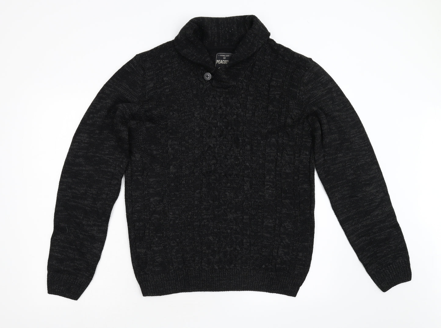 Peacocks Mens Black  Knit Pullover Jumper Size M