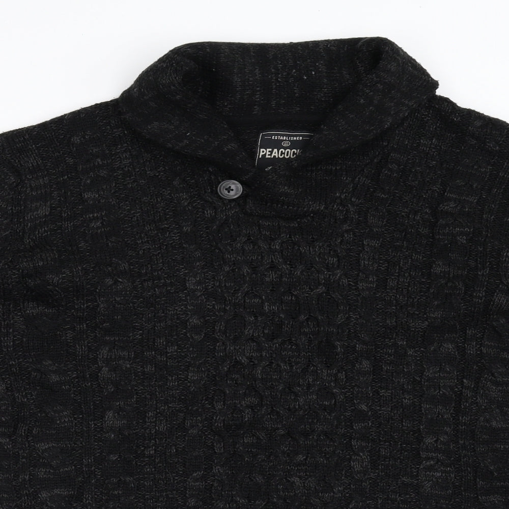 Peacocks Mens Black  Knit Pullover Jumper Size M