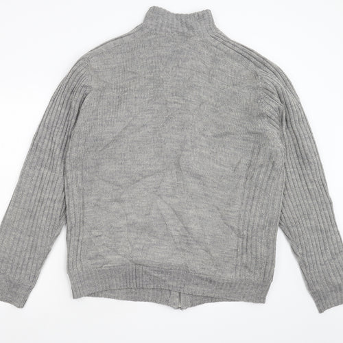 Atlas Mens Grey  Knit Full Zip Jumper Size 2XL