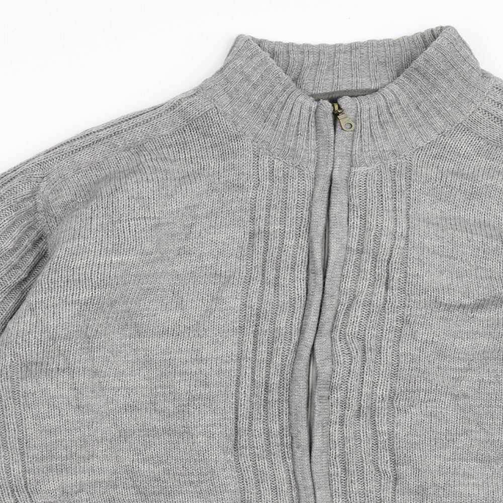 Atlas Mens Grey  Knit Full Zip Jumper Size 2XL
