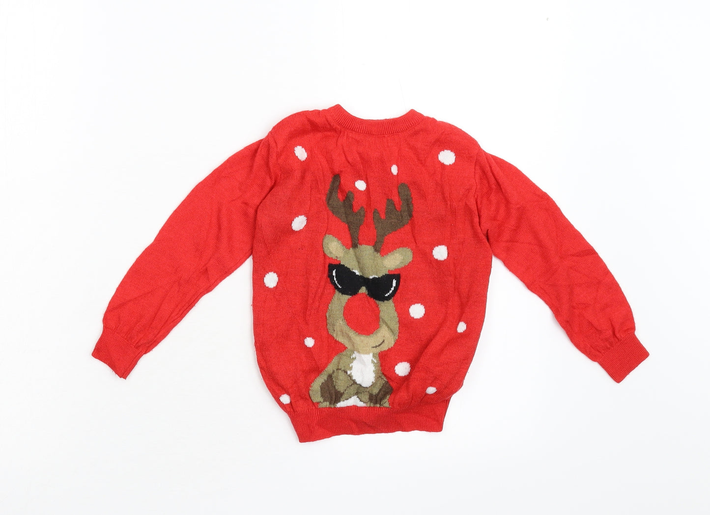 Primark Boys Red  Knit Pullover Jumper Size 2-3 Years  - Reindeer