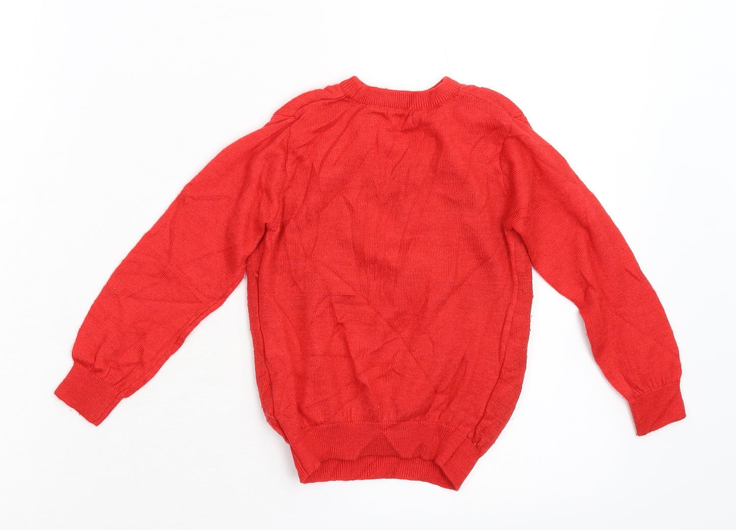 Primark Boys Red  Knit Pullover Jumper Size 2-3 Years  - Reindeer