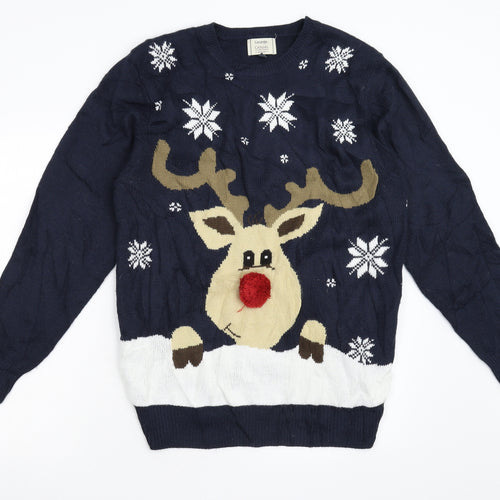 George Mens Blue  Knit Pullover Jumper   - Christmas