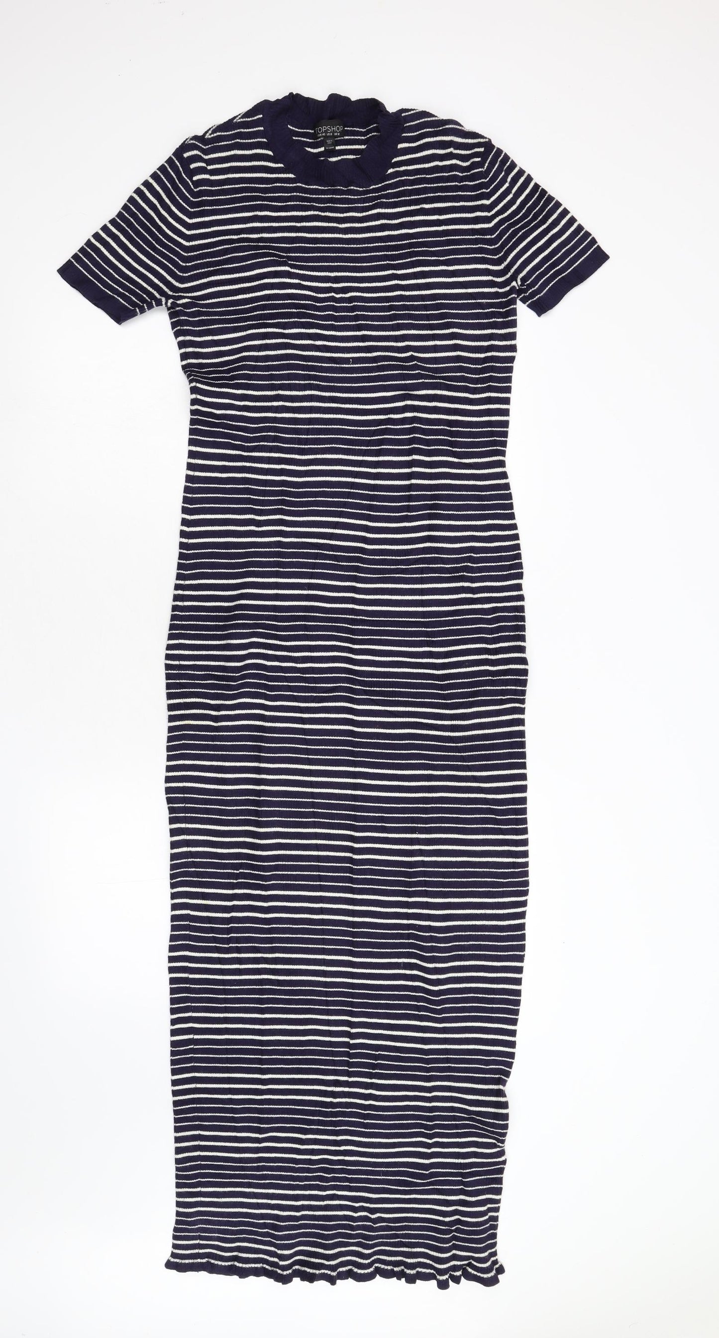 Topshop Womens Blue Striped Knit Maxi  Size 12