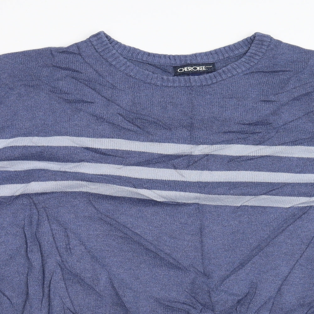 Cherokee Mens Blue Striped Knit Pullover Jumper Size XL