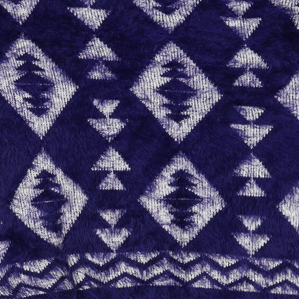 Silver Swan Womens Blue Geometric Knit Pullover Jumper Size XL