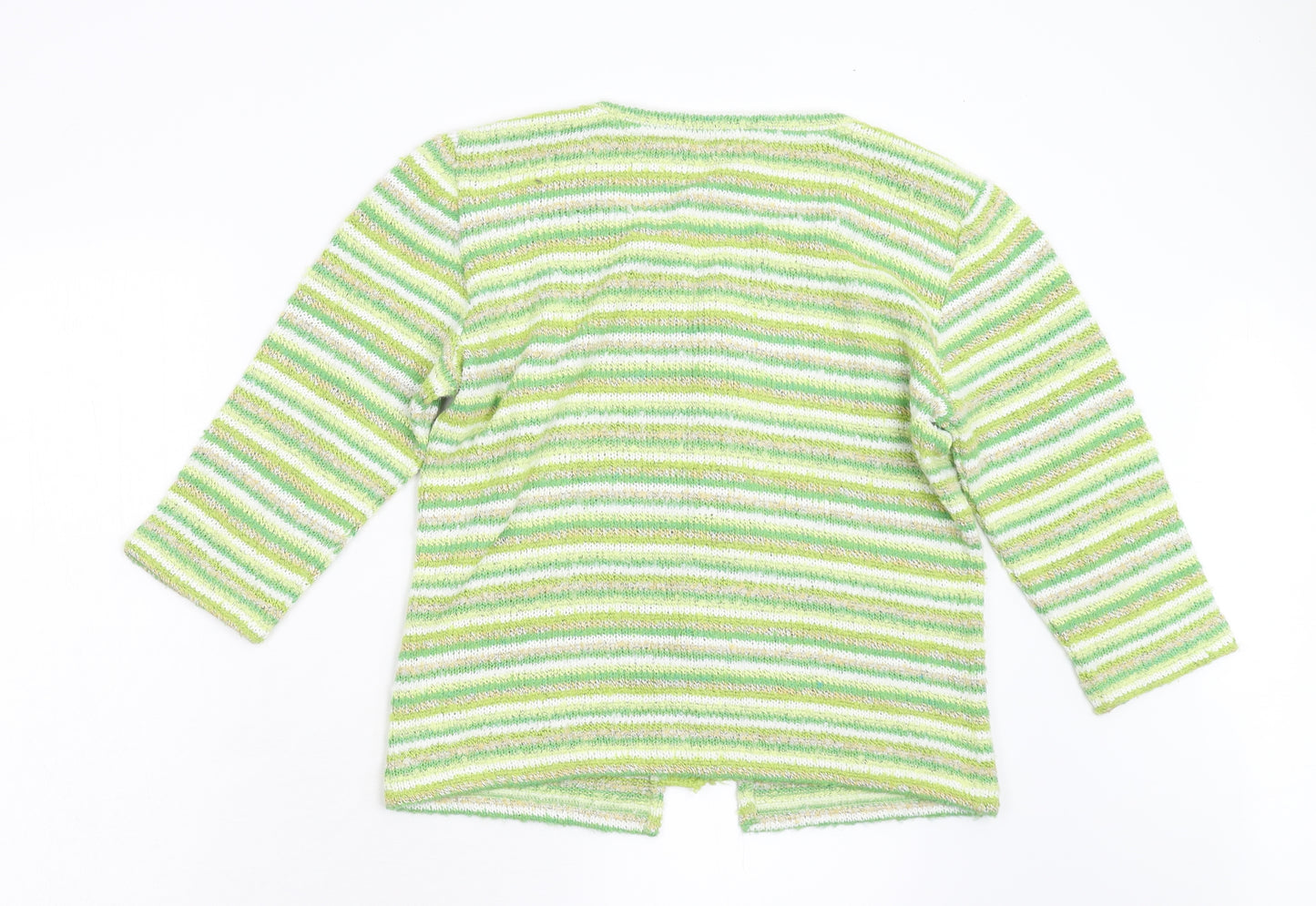 Per Una Womens Green Striped Knit Cardigan Jumper Size 14