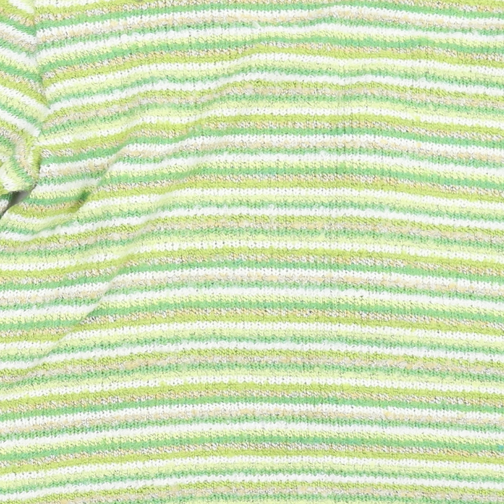 Per Una Womens Green Striped Knit Cardigan Jumper Size 14