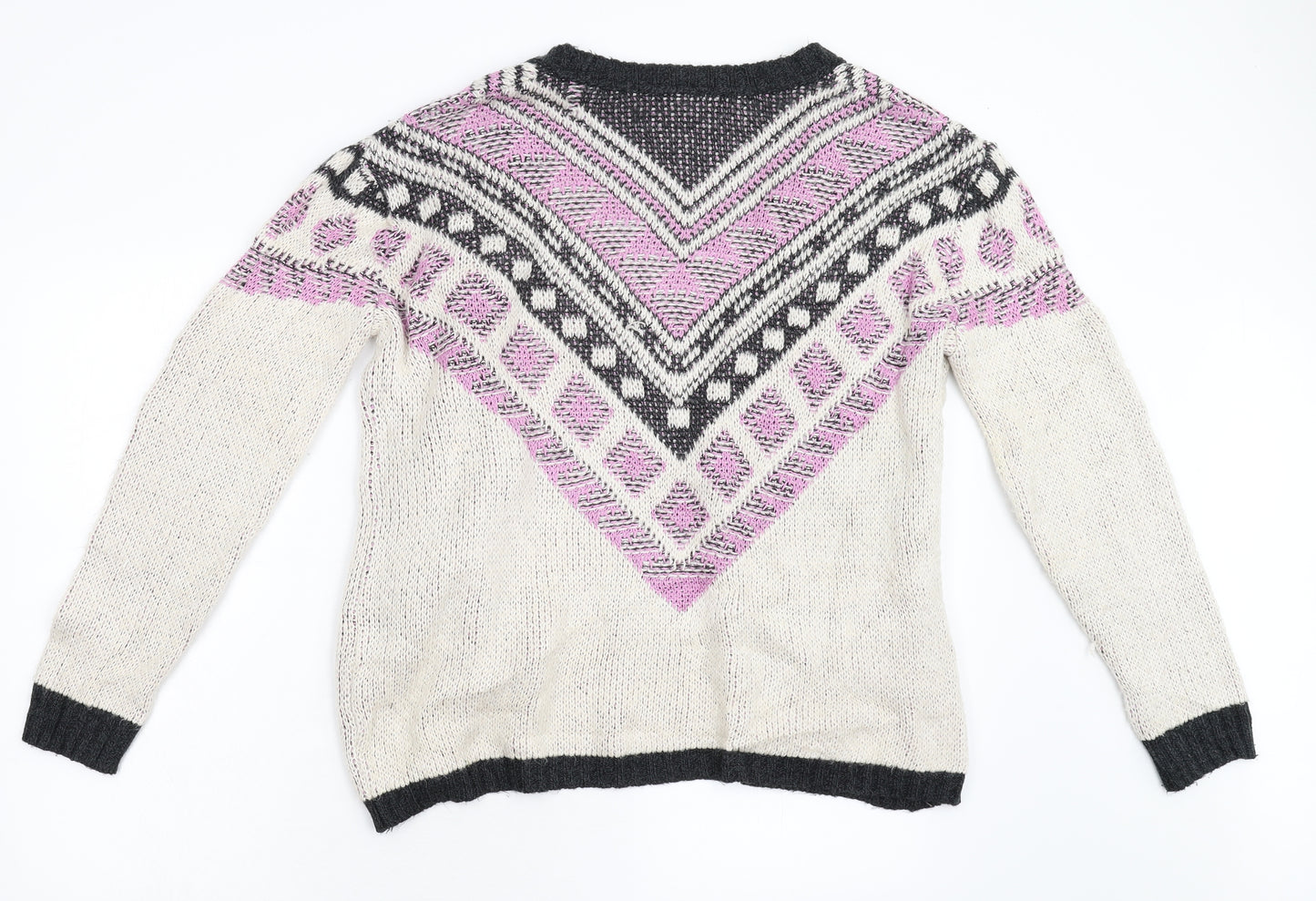Warehouse Womens Multicoloured Geometric Knit Cardigan Jumper Size 12