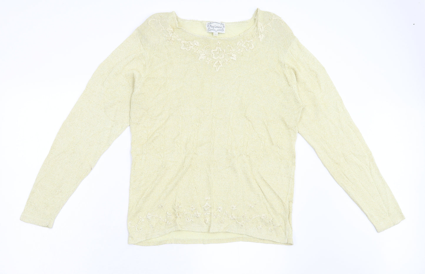 Fay Louise Womens Yellow  Knit Pullover Jumper Size L