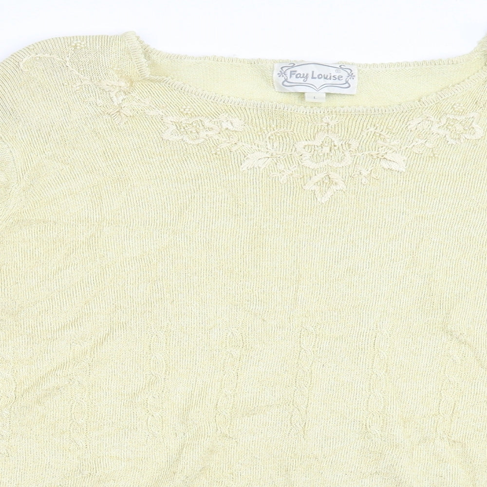 Fay Louise Womens Yellow  Knit Pullover Jumper Size L