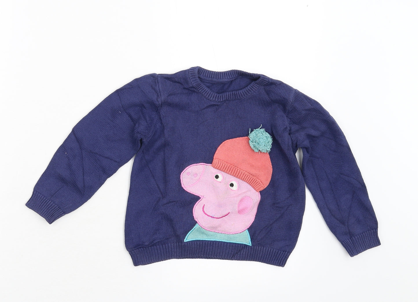 M&S Boys Blue  Knit Pullover Jumper Size 3-4 Years  - Peppa Pig