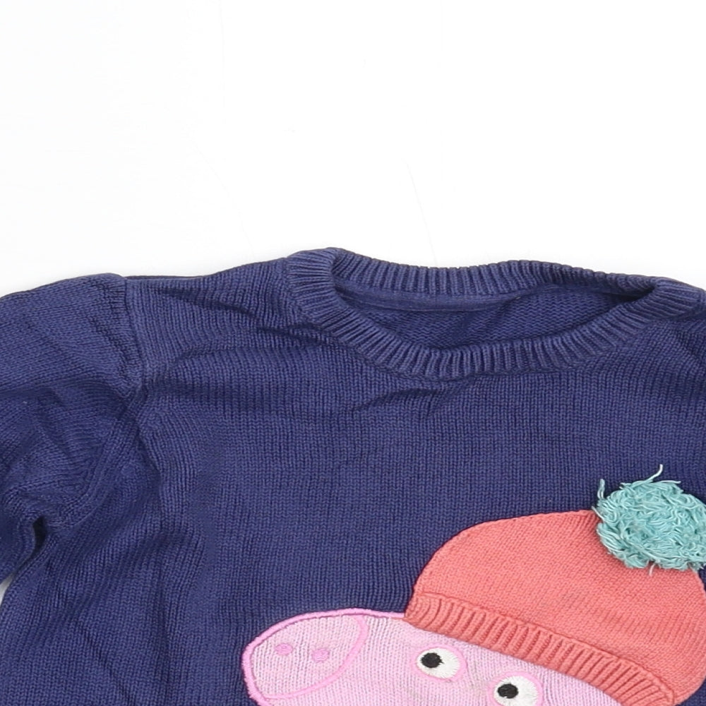 M&S Boys Blue  Knit Pullover Jumper Size 3-4 Years  - Peppa Pig