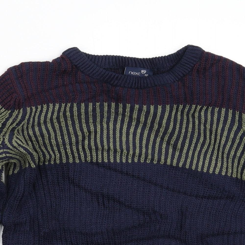 NEXT Girls Beige Striped  Pullover Jumper Size 7 Years