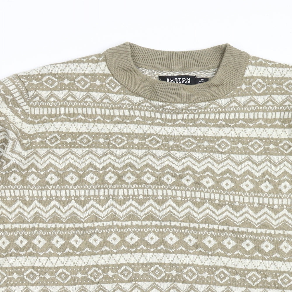 Burton Mens Gold Geometric  Pullover Jumper Size M