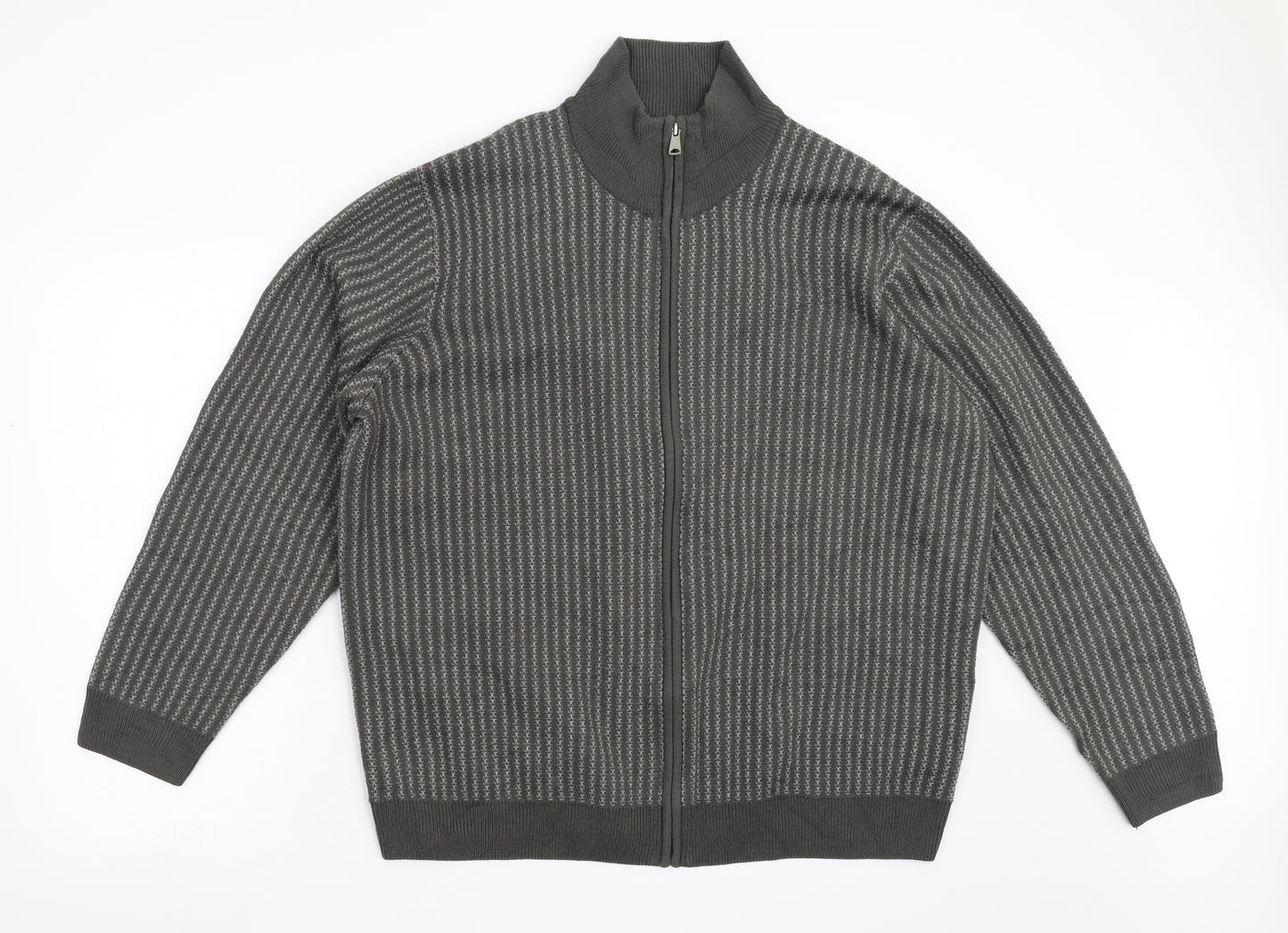 Premier Mens Grey Geometric  Full Zip Jumper Size XL
