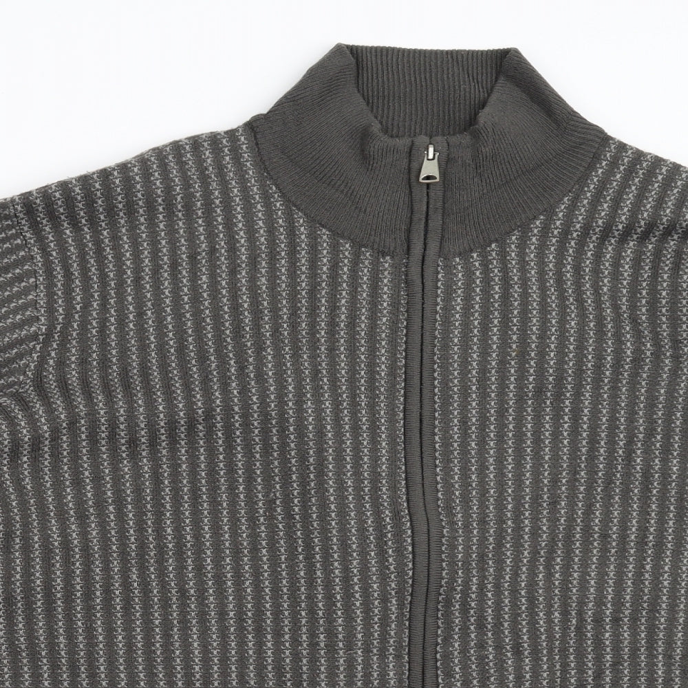 Premier Mens Grey Geometric  Full Zip Jumper Size XL