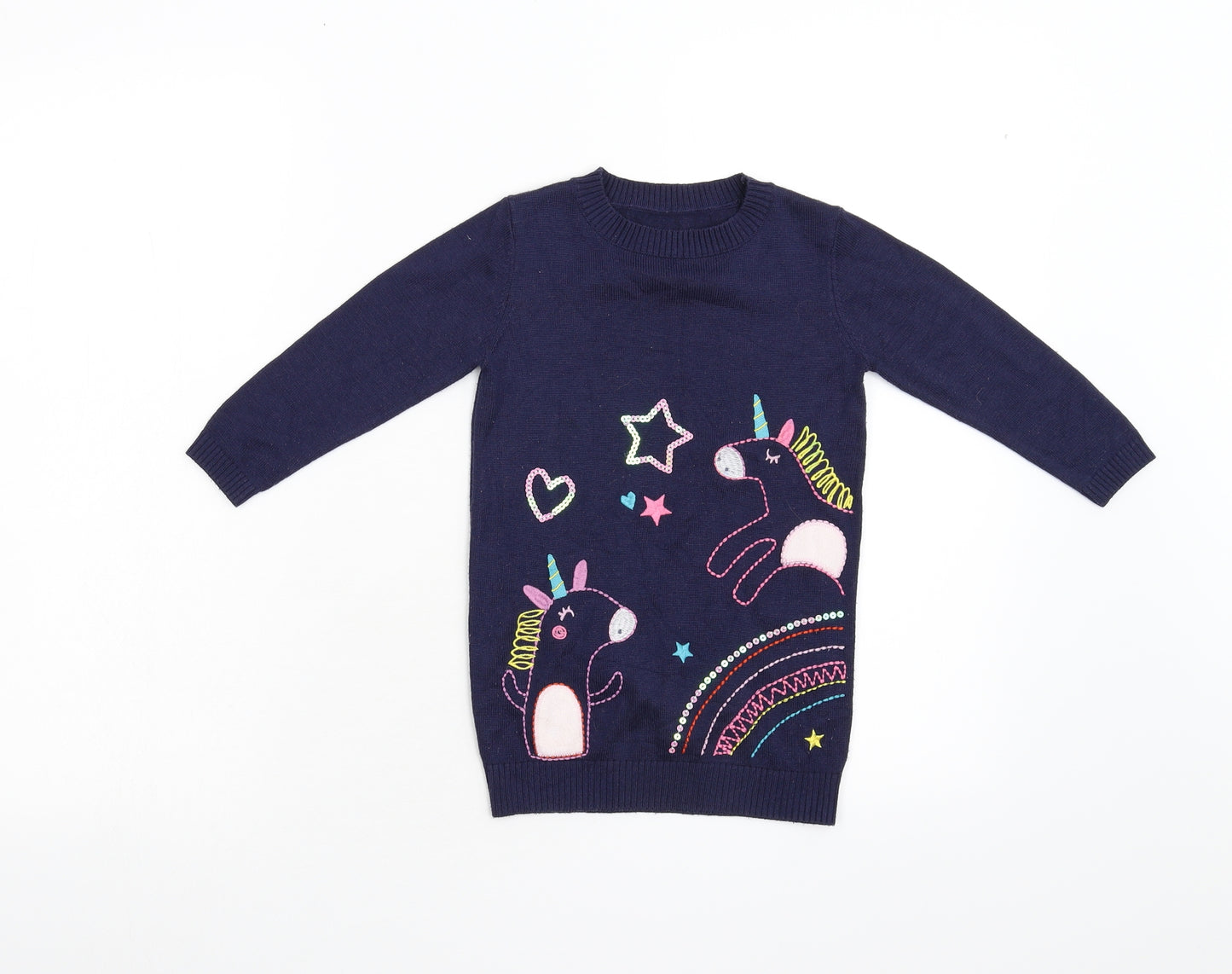 Nutmeg Girls Blue   Pullover Jumper Size 2-3 Years  - Unicorn