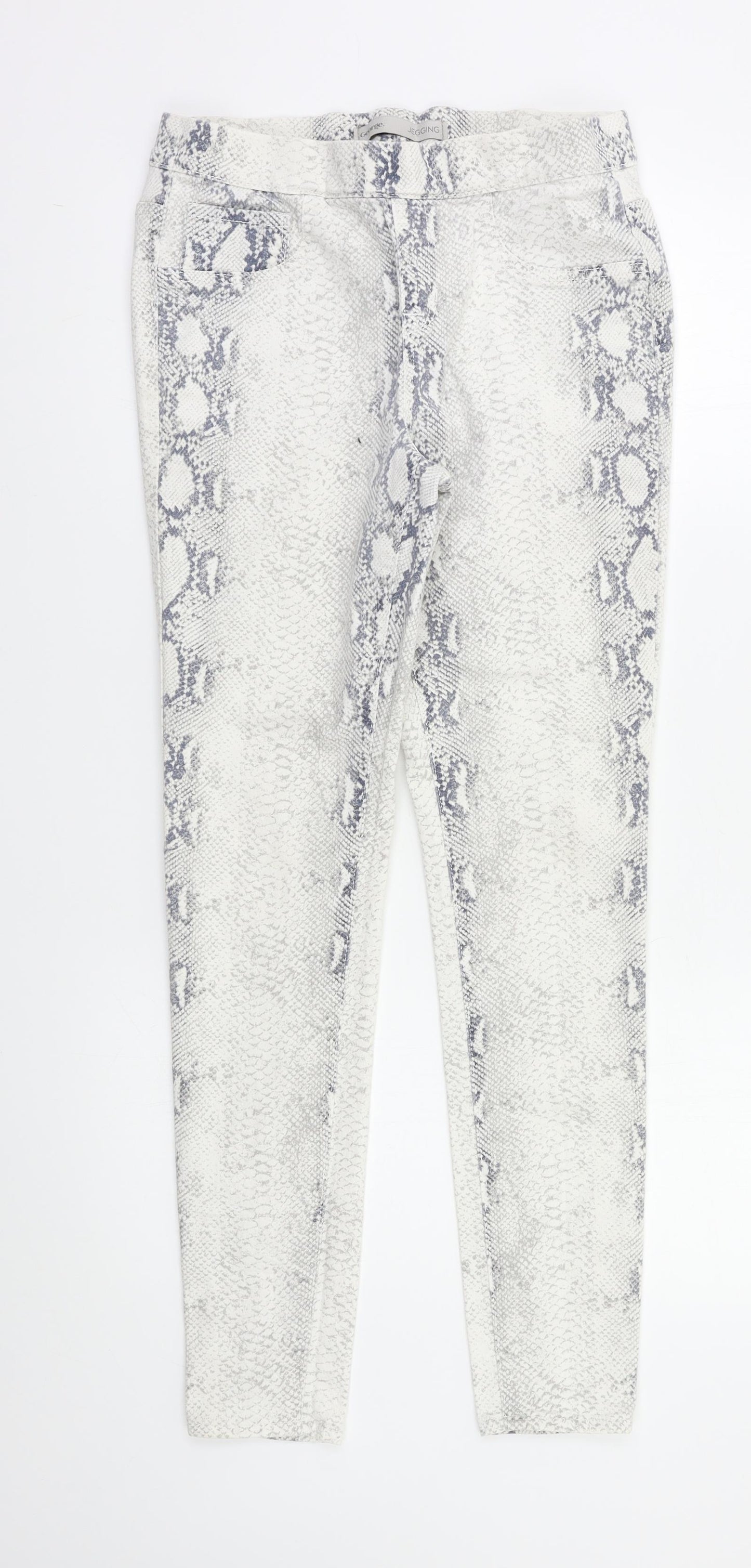 George Womens Grey Animal Print  Jegging Trousers Size 10 L27 in
