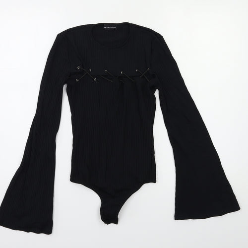 PRETTYLITTLETHING Womens Black   Bodysuit One-Piece Size 8
