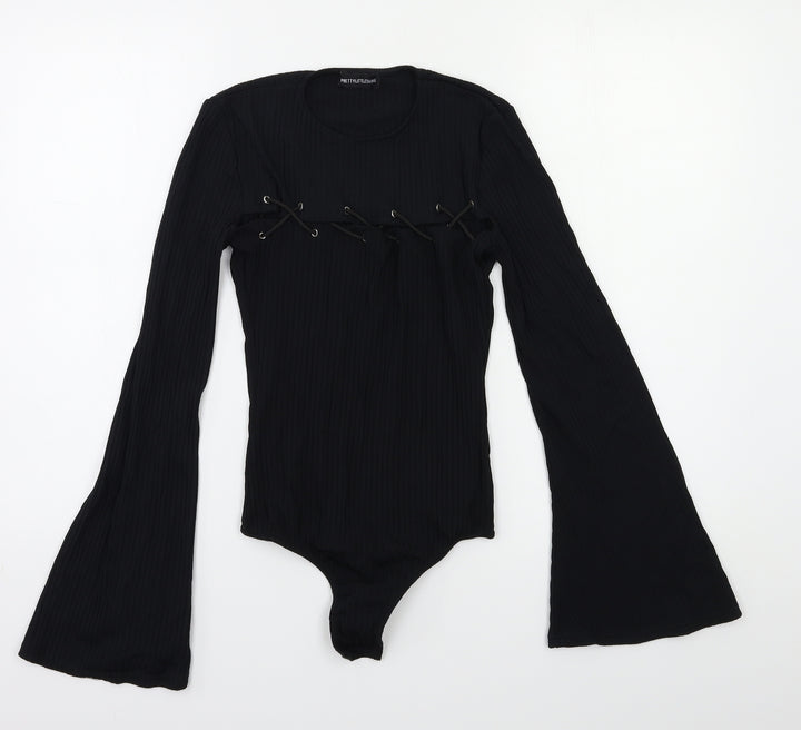 PRETTYLITTLETHING Womens Black Bodysuit One-Piece Size 8