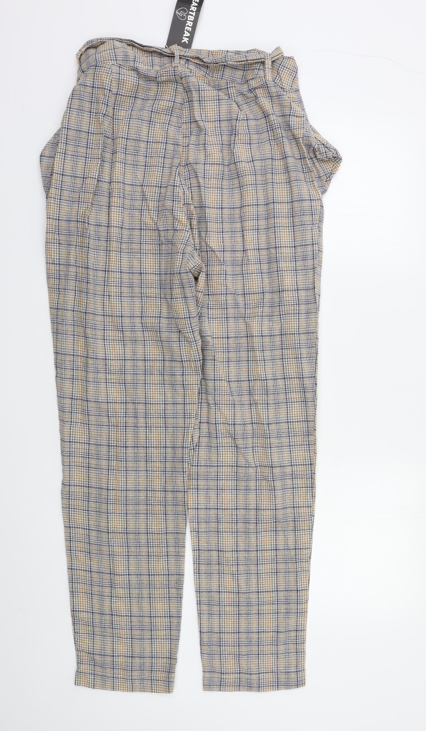 HEARTBREAK Womens Beige Check  Trousers  Size 12 L27 in