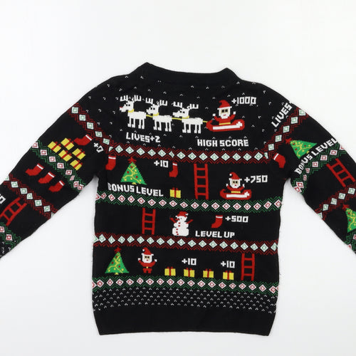 Threadboys Boys Black Geometric  Pullover Jumper Size 5-6 Years  - Christmas