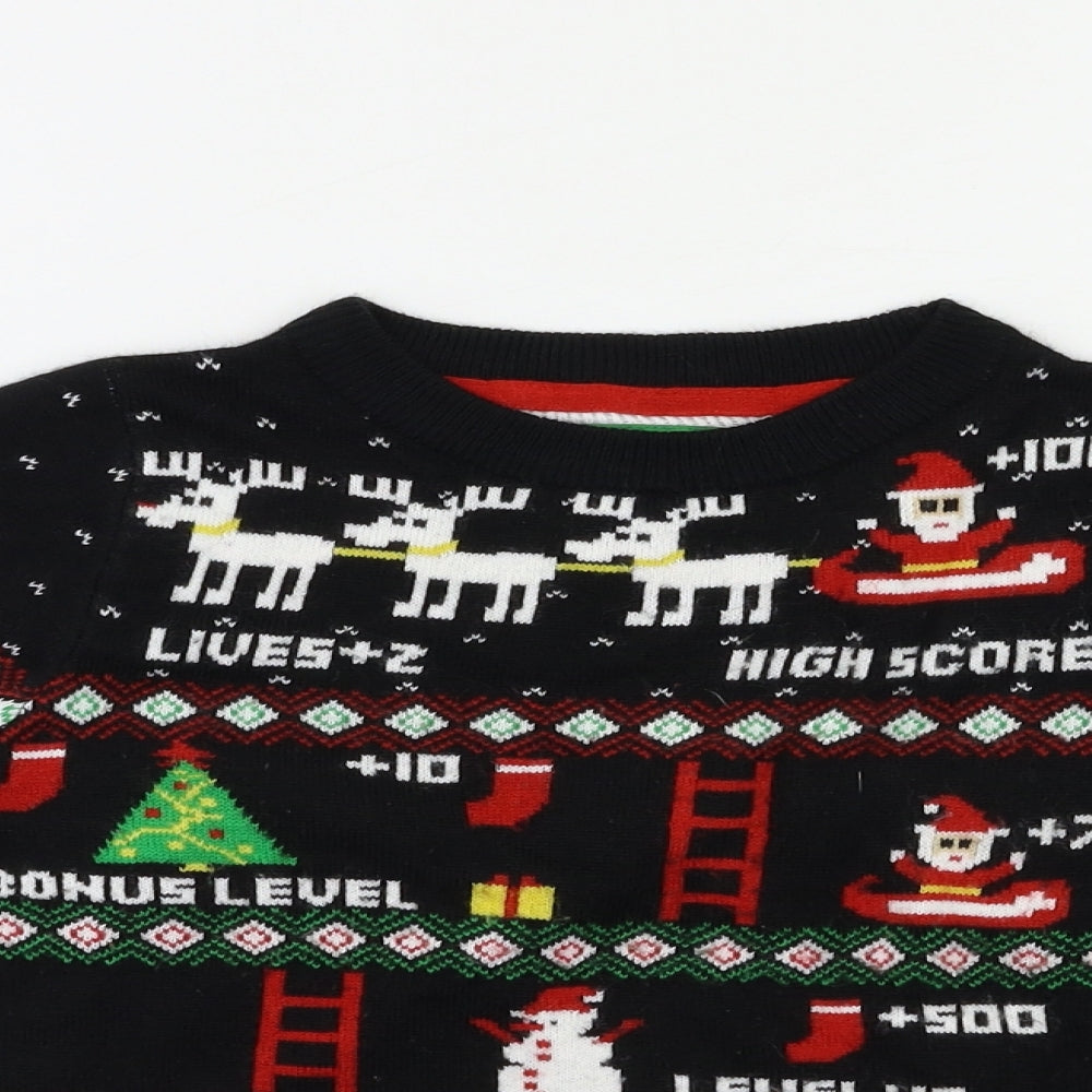 Threadboys Boys Black Geometric  Pullover Jumper Size 5-6 Years  - Christmas