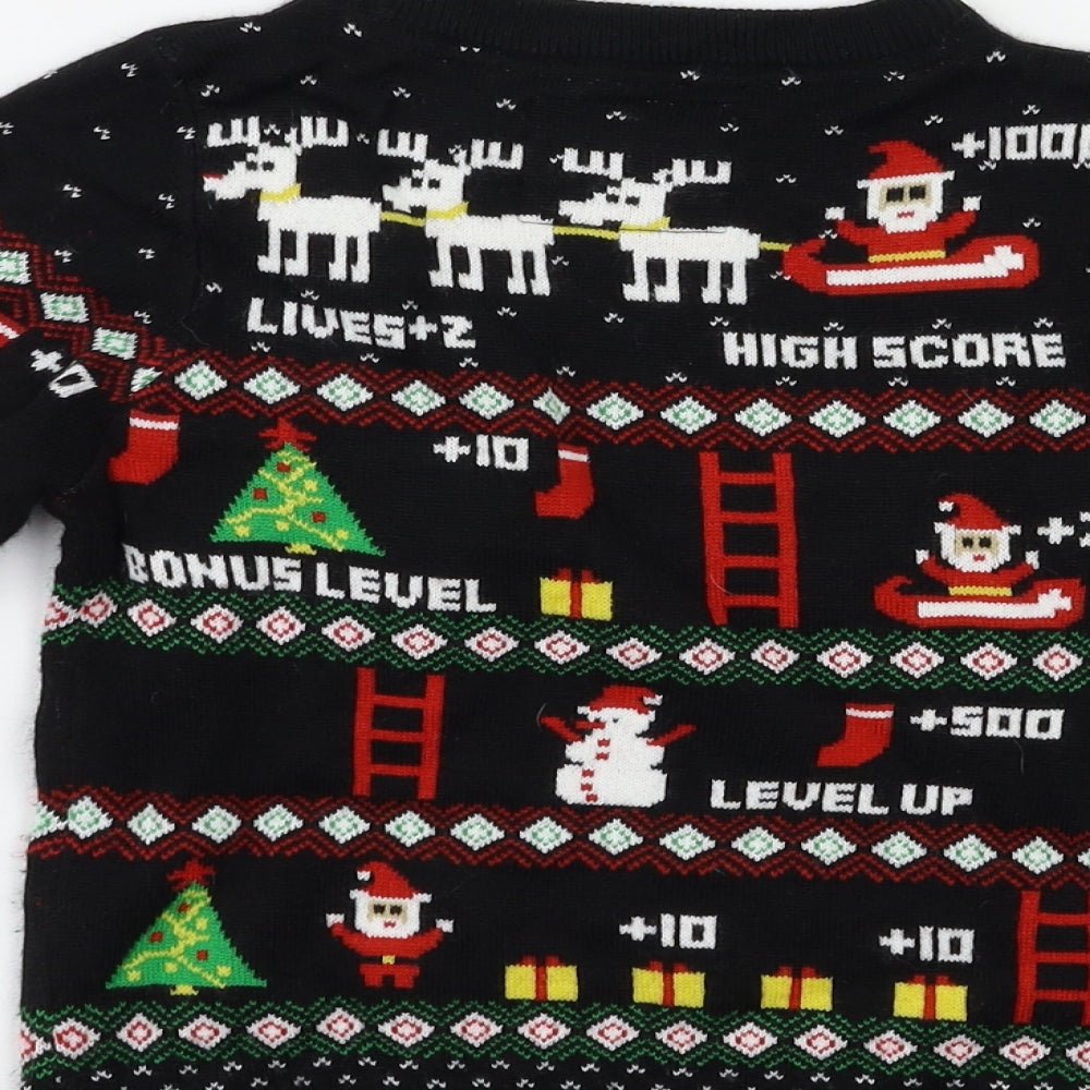 Threadboys Boys Black Geometric  Pullover Jumper Size 5-6 Years  - Christmas