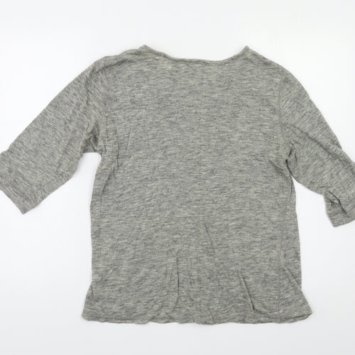 M&S Womens Grey   Basic Blouse Size 14  - Embelished Neckline