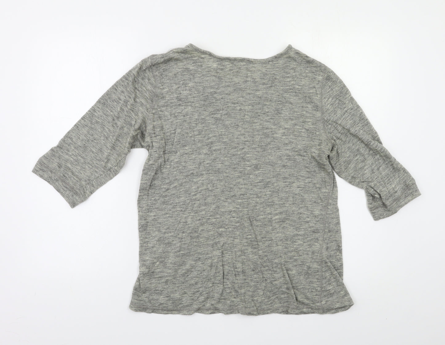 M&S Womens Grey   Basic Blouse Size 14  - Embelished Neckline