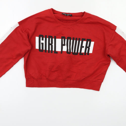 Select Womens Red   Pullover Sweatshirt Size 8