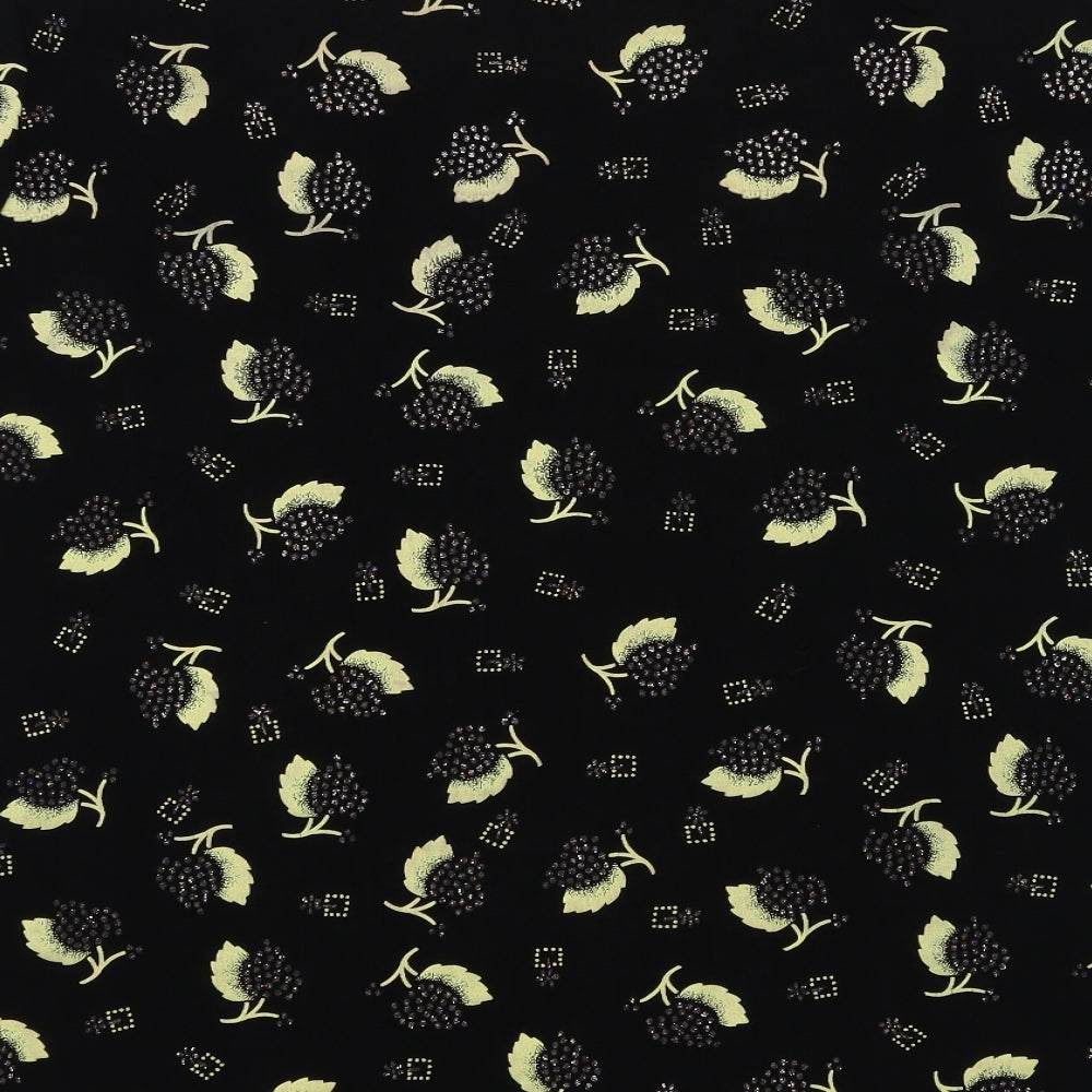 La Femme Womens Black Floral  Basic Blouse Size L
