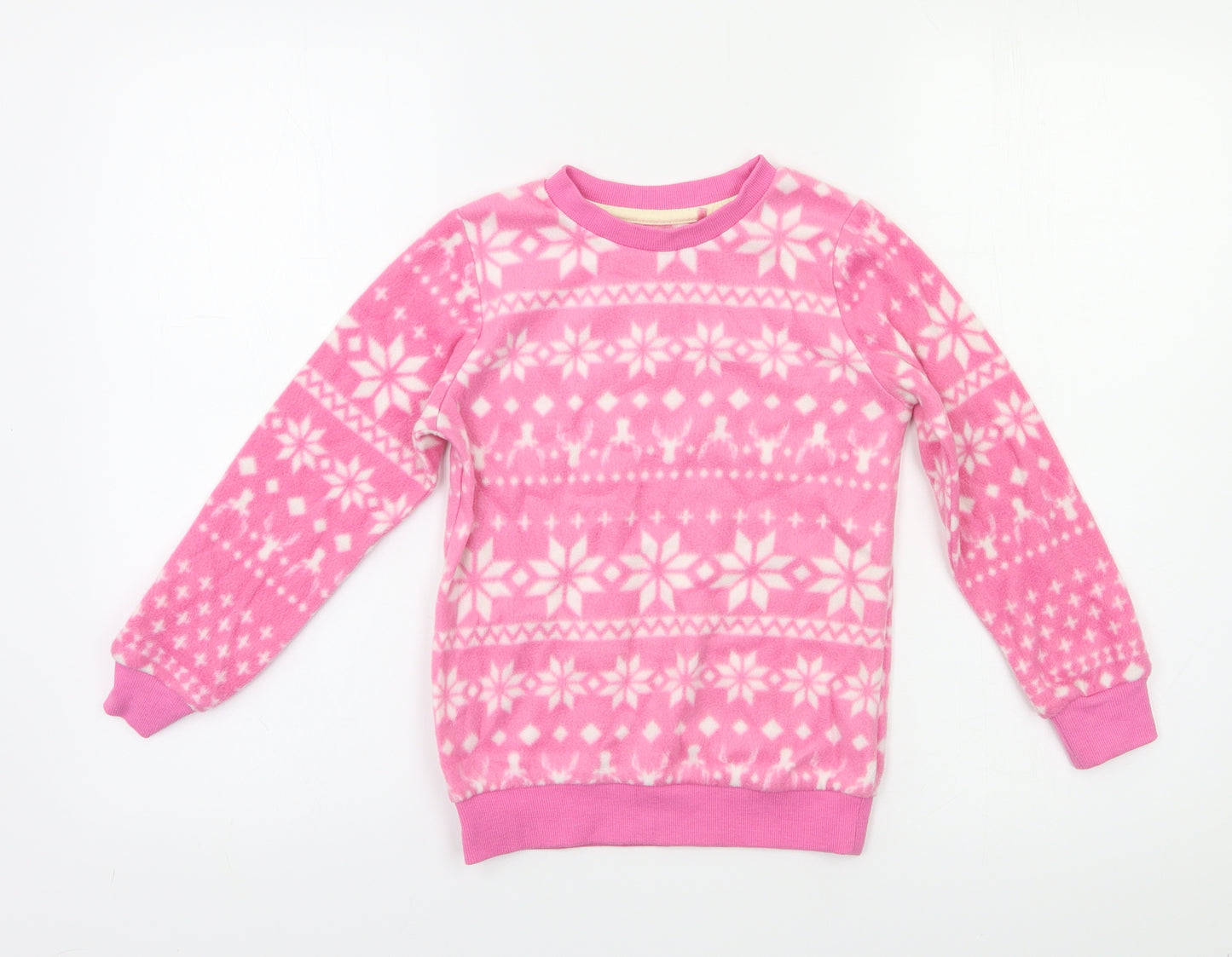 TU Girls Pink Fair Isle  Top Pyjama Top Size 6-7 Years