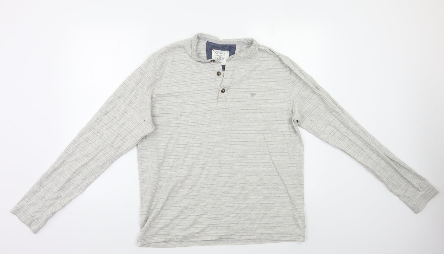 Morley Mens Grey Striped  Pullover Sweatshirt Size L