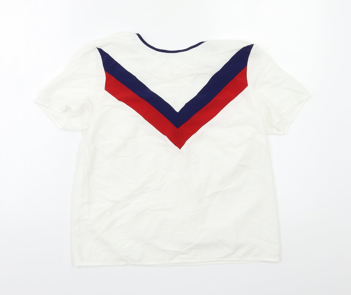 Stradivarius Womens White Striped  Basic Blouse Size S