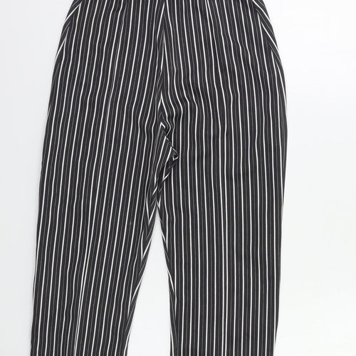PRETTYLITTLETHING Womens Black Striped  Trousers  Size 6 L23 in