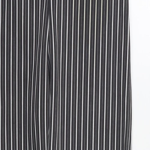 PRETTYLITTLETHING Womens Black Striped  Trousers  Size 6 L23 in